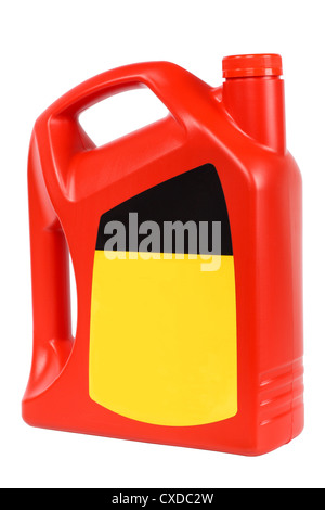 red plastic bottle of motor oil Stock Photo