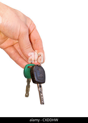 Hand with a car key isolated on white background, stock photo Stock ...