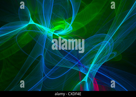 Green blue abstract fractal flame modern art. Stock Photo