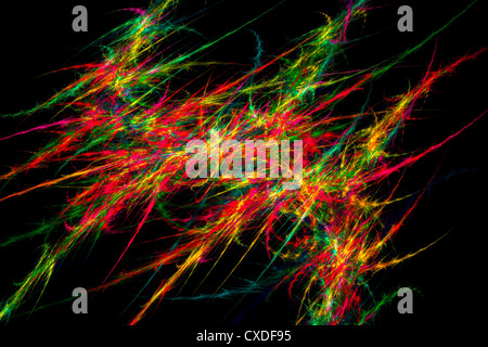 Computer generated abstract fractal flame black background modern art. Stock Photo