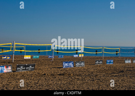 North Avenue Beach set up for a volleyball tournament in Chicago, Illinois. Stock Photo