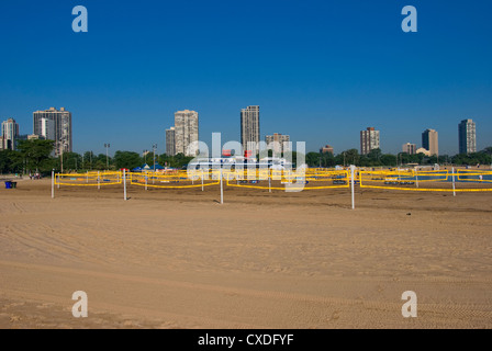 North Avenue Beach set up for a volleyball tournament in Chicago, Illinois. Stock Photo