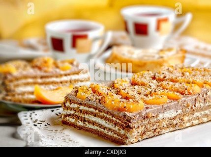 Delicious walnut cake Walnut cake Stock Photo