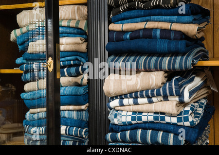 Collection of 19th century blue fabrics Stock Photo