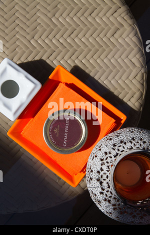 Caviar tin box displayed Stock Photo