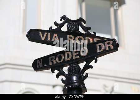 Street sign, Rodeo Drive, Beverly Hills, Los Angeles, California, USA Stock Photo