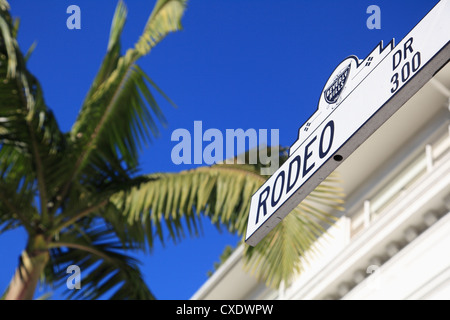 Road sign, Rodeo Drive, Beverly Hills, Los Angeles, California, USA Stock Photo