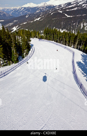 Aerial view of ski run, Whistler mountain, Whistler Blackcomb Ski Resort, Whistler, British Columbia, Canada, North America Stock Photo