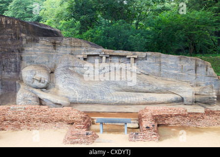 Reclining Buddha in Nirvana, Gal Vihara Rock Temple, Polonnaruwa, Sri Lanka, Asia Stock Photo