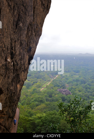 Walkway on Sigiriya Lion Rock Fortress, 5th century AD, UNESCO World Heritage Site,  Sri Lanka, Asia Stock Photo