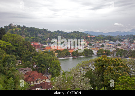 View of lake and town of Kandy, Sri Lanka, Asia Stock Photo