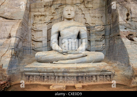 Buddha in meditation, Gal Vihara Rock Temple, Polonnaruwa, Sri Lanka, Asia Stock Photo