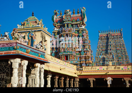 MEENAKSHI TEMPLE MADURAI TAMIL NADU INDIA INTERIOR OF TEMPLE PAINTING ...