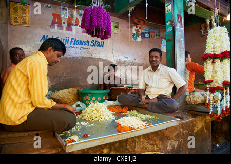 Flowers for sale, Devaraja market, Mysore, Karnataka, India, Asia Stock Photo