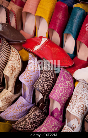 Colourful slippers, Marrakesh, Morocco, North Africa, Africa Stock Photo