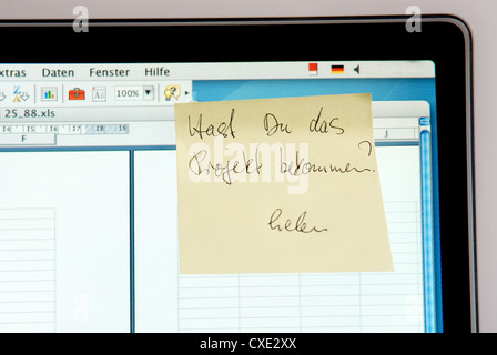 Berlin, a memo on the PC screen Stock Photo
