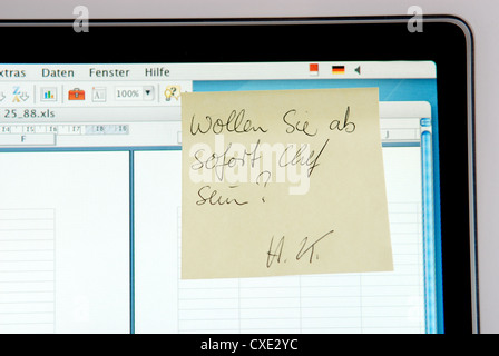 Berlin, a memo on the PC screen Stock Photo