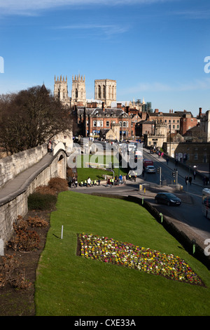 York Minster from the City Walls, York, Yorkshire, England Stock Photo