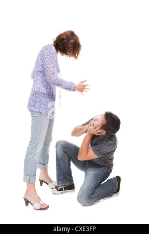 Angry couple yelling at each other Stock Photo