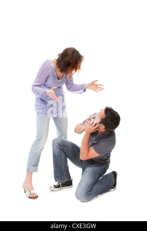 Angry couple yelling at each other Stock Photo