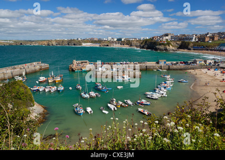 View over the harbour, Newquay, Cornwall, England Stock Photo