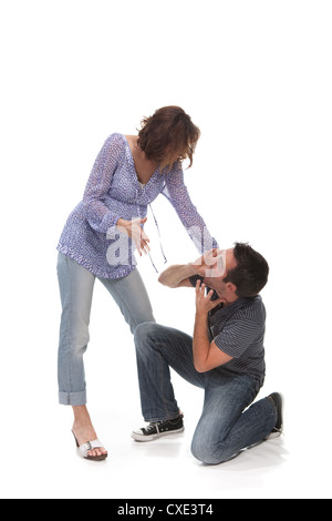 Angry couple yelling at each other Stock Photo