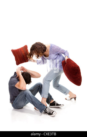 Angry couple yelling at each other Stock Photo