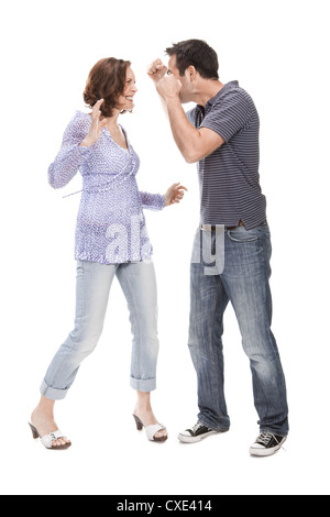 Angry couple yelling at each other Stock Photo