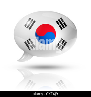 three dimensional South Korea flag in a speech bubble isolated on white with clipping path Stock Photo