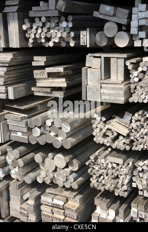 Shanghai aluminum profiles stored on a shelf Stock Photo
