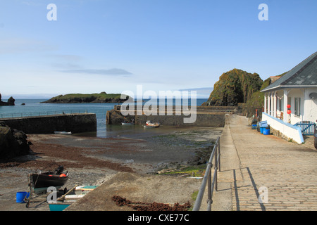 Mullion Harbour Cornwall UK at Low Tide Stock Photo