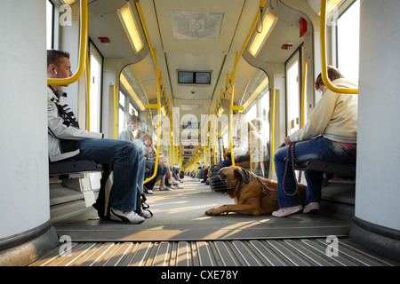 Berlin, people sitting in a subway Stock Photo