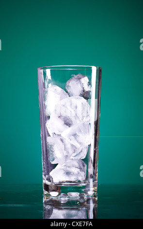 Glass With Glass Cubes Stock Photo