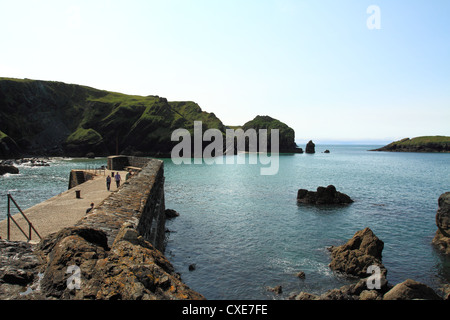 Harbour wall at Mullion Cove, Cornwall, in the South West of England, UK Stock Photo