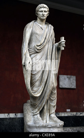 Roman Art. Togatus. Restored as Augustus. First Roman Emperor (27 B.C. -14 A.D.). Sculpture. Ny Carlsberg Glyptotek. Stock Photo