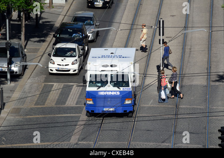 Brinks Security Van or Vehicle, or Armored Cash Transport Car, Marseille or Marseilles Provence France Stock Photo