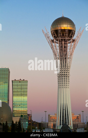 Bayterek Tower at dawn, Astana, Kazakhstan, Central Asia, Asia Stock Photo