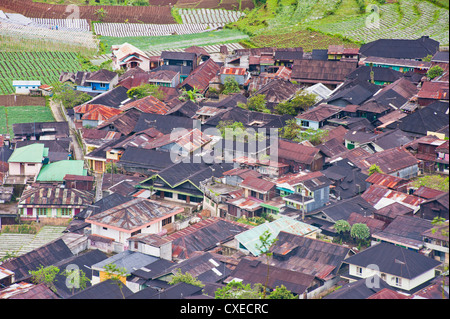Aerial photo of Wonosobo town, Dieng Plateau, Central Java, Indonesia, Southeast Asia, Asia Stock Photo