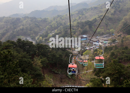 View of the tourist chairlifts, Mutianyu village, Beijing Provence, China, Asia. Stock Photo