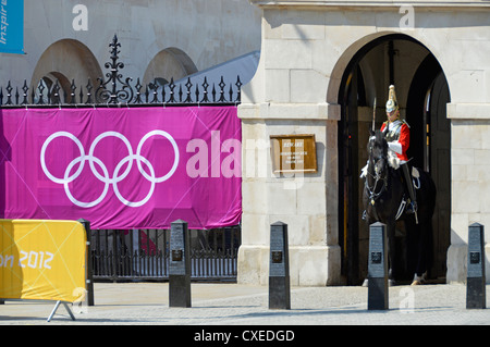 Whitehall entrance to Horse Guards Parade Ground closed to general public during London 2012 Olympic Games volleyball tournament London England UK Stock Photo