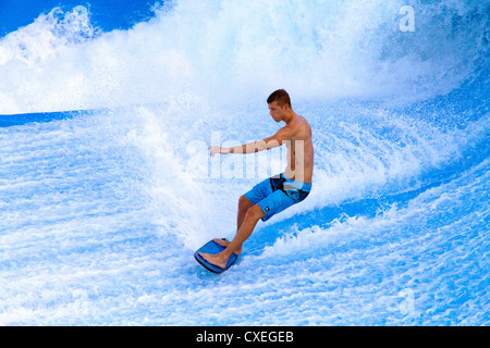 wave surfing artificial magaluf surfer enjoy mallorca spain alamy