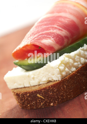 Canapes with smoked  bacon Stock Photo