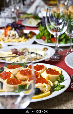 red caviar on the plate Stock Photo