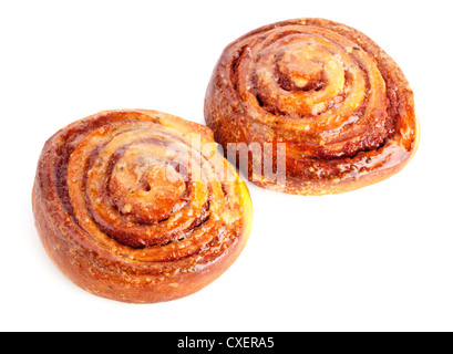 two sweet buns with cinnamon Stock Photo