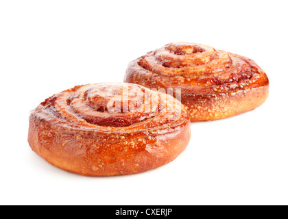 two sweet buns with cinnamon Stock Photo