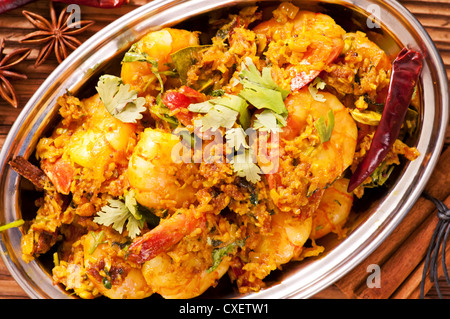 Prawns in masala fry Stock Photo