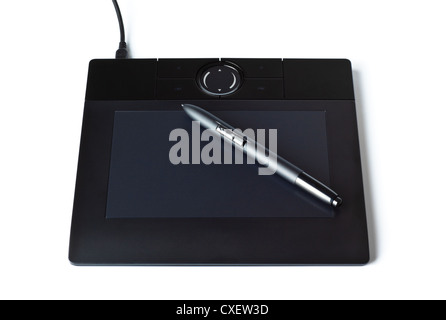 black drawing tablet with pen Stock Photo