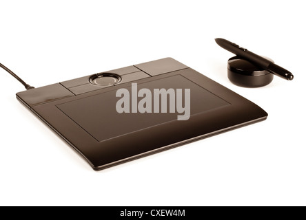 black drawing tablet with pen Stock Photo