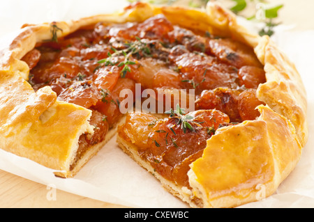 Tarte with fruits and fresh herbs Stock Photo
