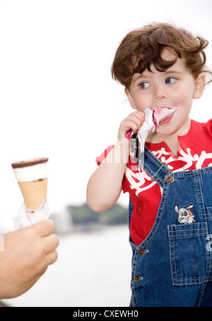 little girl eating ice-cream Stock Photo